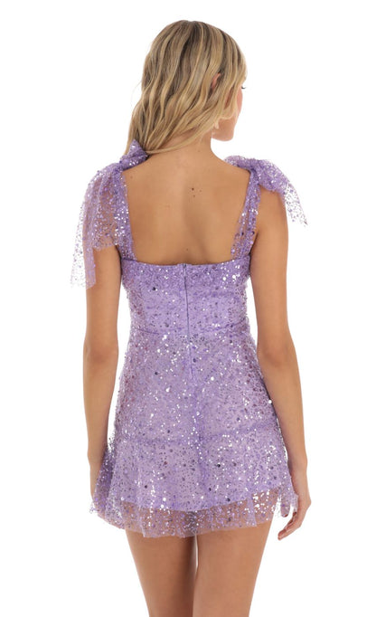 Lucy In The Sky Sequin Mini Dress in Purple