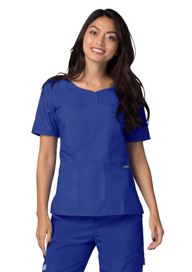 Adar Women's Modern V-Neck Top - Royal Blue - Sherbet - Submarine