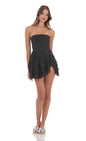 Lucy In The Sky Shimmer Striped Asymmetrical Dress in Black