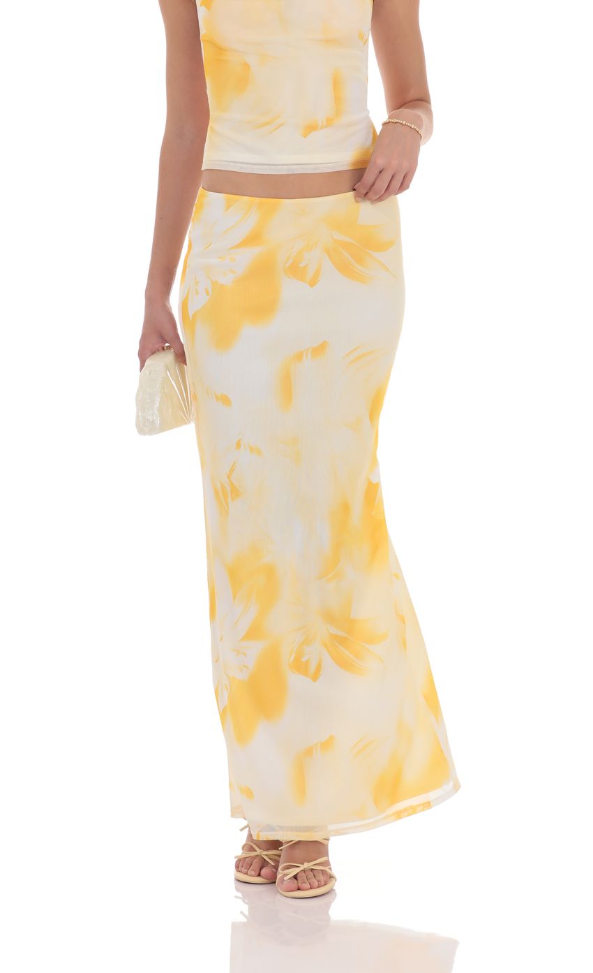 Lucy in the Sky Floral Cowl Neck Two Piece Set in Yellow