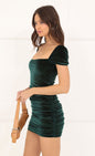 Lucy In The Sky Glitter Velvet Bodycon Dress in Green