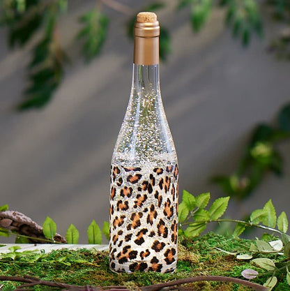 Cracker Barrel Cheetah Print Bottle Glitter Globe