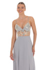 Lucy In The Sky Embroidered Floral Cutout Maxi Dress in Grey