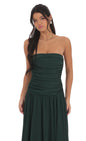 Lucy In The Sky Strapless Drop Waist Maxi Dress in Green