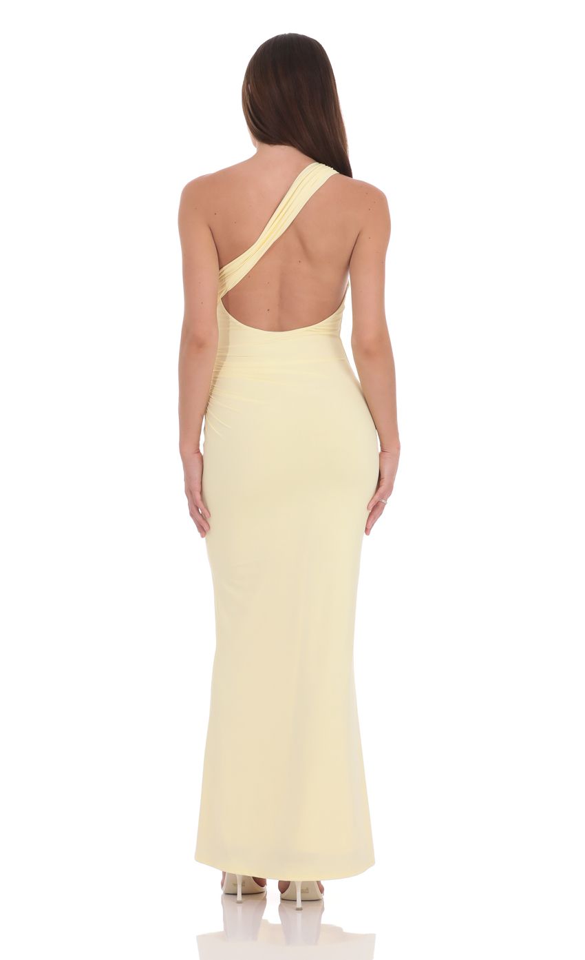 Lucy In The Sky Conch One Shoulder Maxi Dress in Yellow