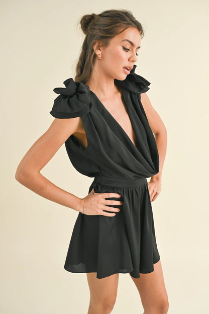 Ruby & Jenna Women's Romper With Front Drape