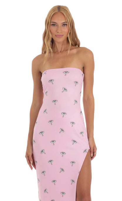 Lucy in the Sky Strapless Maxi Dress in Pink