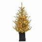 Cracker Barrel 4.5' Prelit Gold Tinsel Christmas Tree