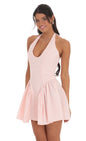 Lucy In The Sky Striped Crinkle Halter Dress in Pink