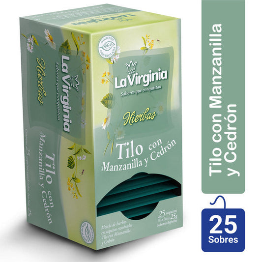 Pampa Direct La Virginia Hierbas Tilo Linden Tea with Chamomile & Lemon Verbena (box of 25 bags)