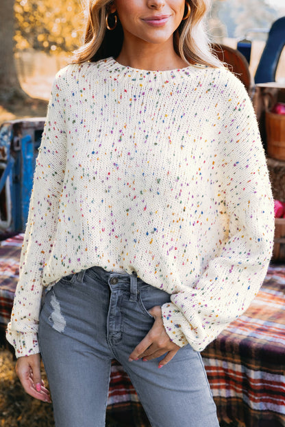 Cupshe Rainbow Pom Pom Drop Sleeve Sweater