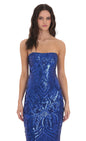 Lucy In The Sky Sequin Pattern Maxi Dress in Royal Blue
