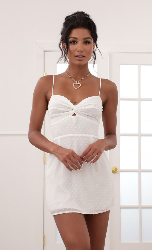 Lucy In The Sky Front Twist Chiffon Dress in White
