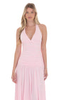 Lucy In The Sky Halter Drop Waist Maxi Dress in Pink
