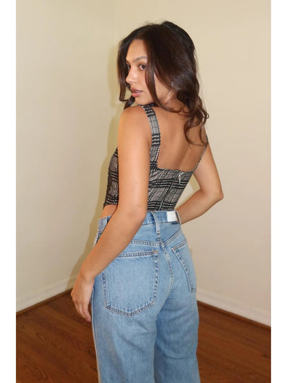 Ruby & Jenna Women's Square Neck Lace Corset Top