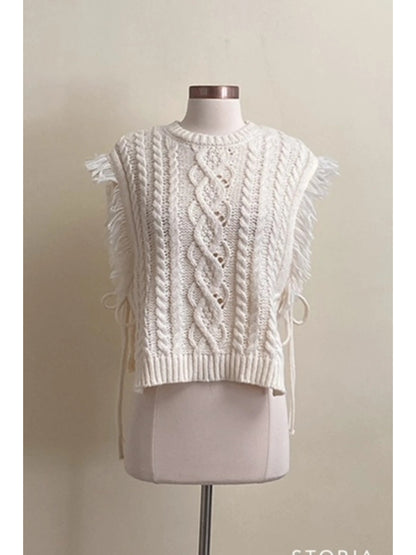 Ruby & Jenna Women's Sleeveless Fringe Sweater