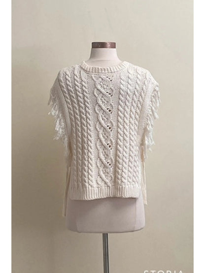 Ruby & Jenna Women's Sleeveless Fringe Sweater