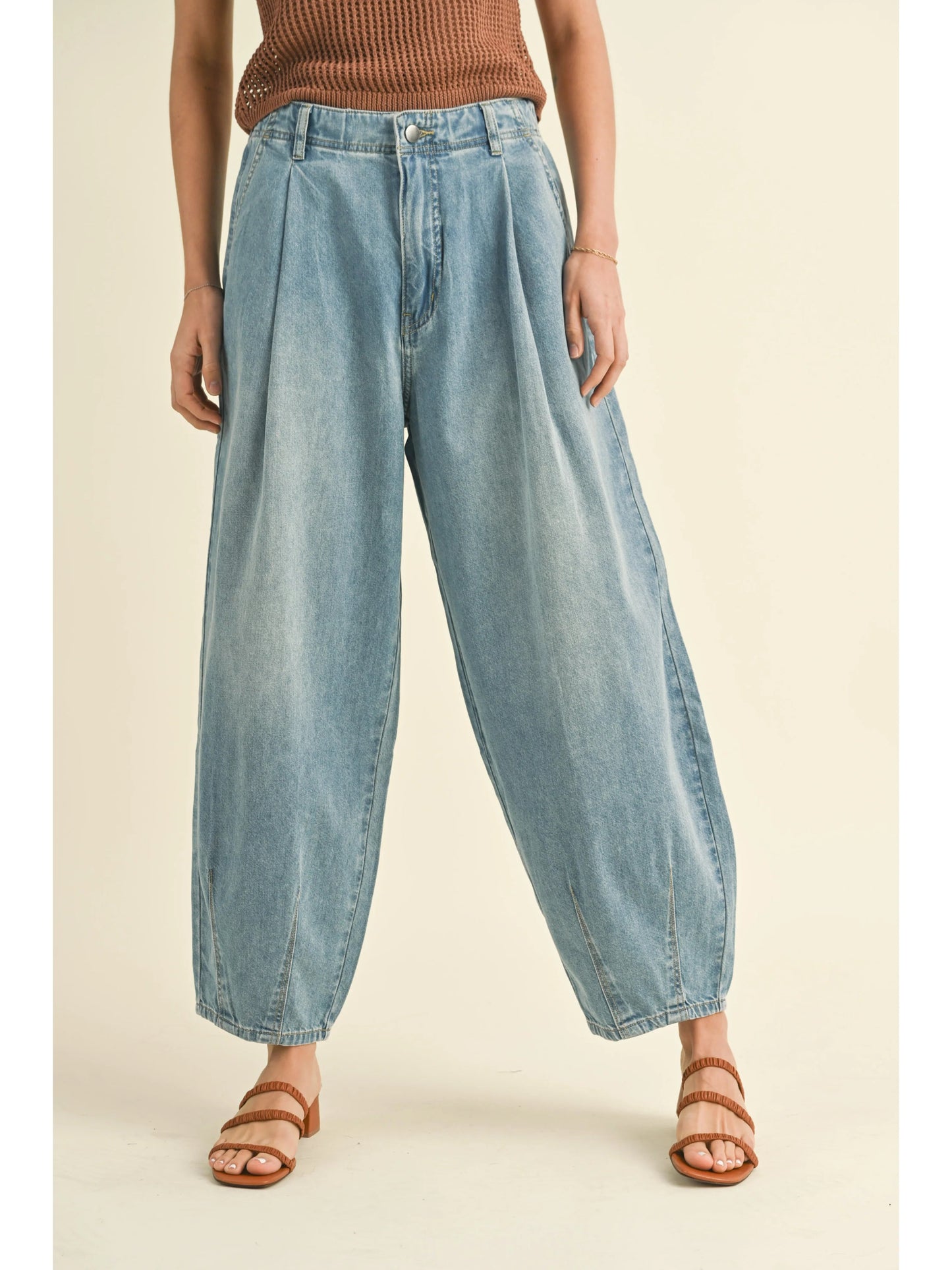 Ruby & Jenna Women's Loose Fit Denim Pant