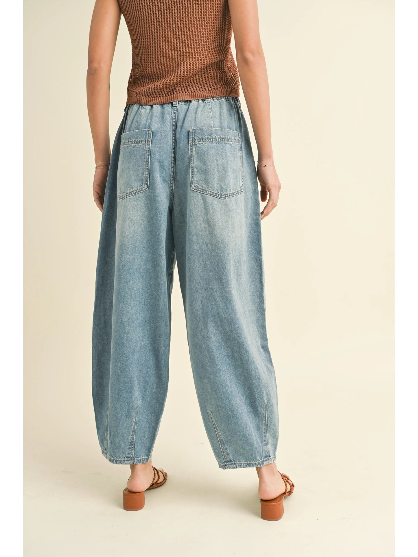 Ruby & Jenna Women's Loose Fit Denim Pant