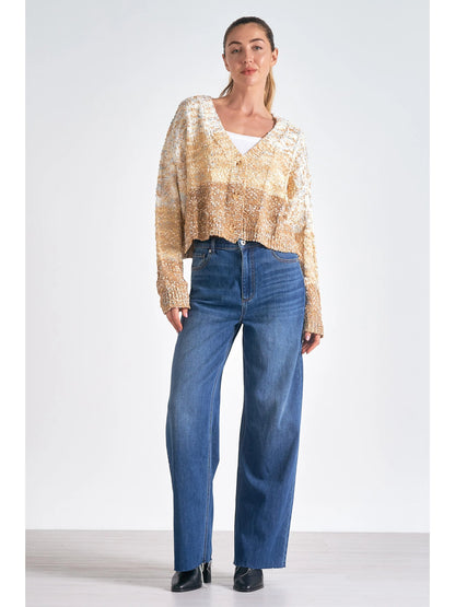 Ruby & Jenna Women's Ombre Cropped Cardigan