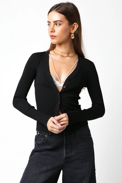 Ruby & Jenna Women's Ribbed Cardigan