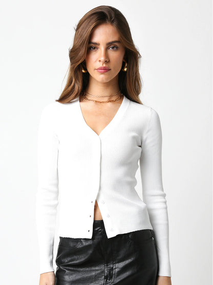 Ruby & Jenna Women's Ribbed Cardigan