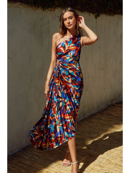 Ruby & Jenna Women's Pleated One Shoulder Dress