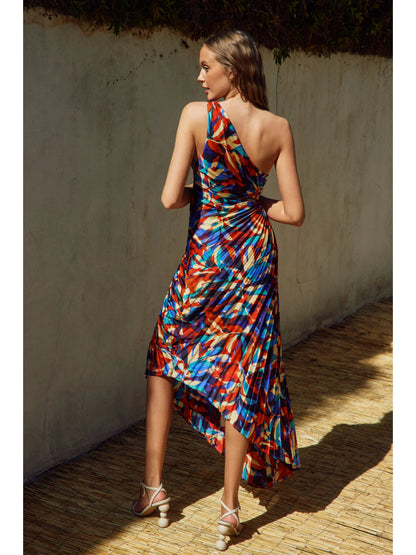 Ruby & Jenna Women's Pleated One Shoulder Dress