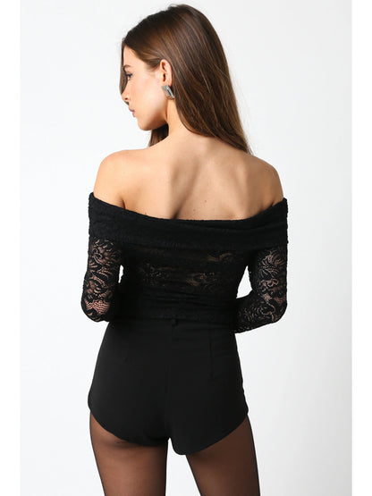 Ruby & Jenna Women's Lace Off Shoulder Top