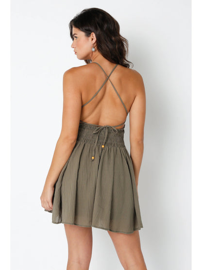 Ruby & Jenna Women's Smocked Tie Dress