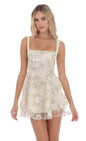 Lucy In The Sky Floral Sequin Tulle Dress in Cream