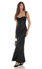 Lucy In The Sky Satin Lace-Bust Dress in Black