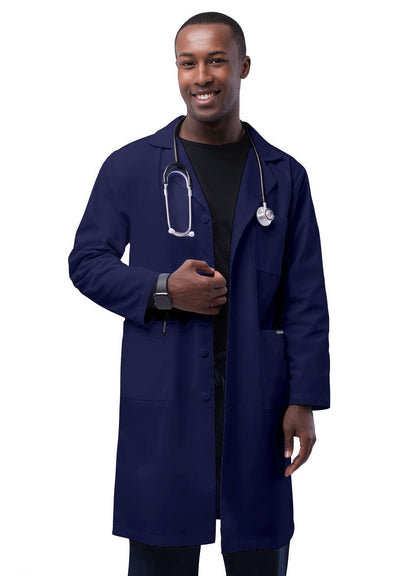 Adar Unisex 39" Lab Coat with Inner Pockets - Mandarin Orange - Mandarin Orange - Navy