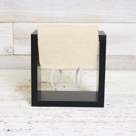 Cracker Barrel Silver Bling Hoop Earring