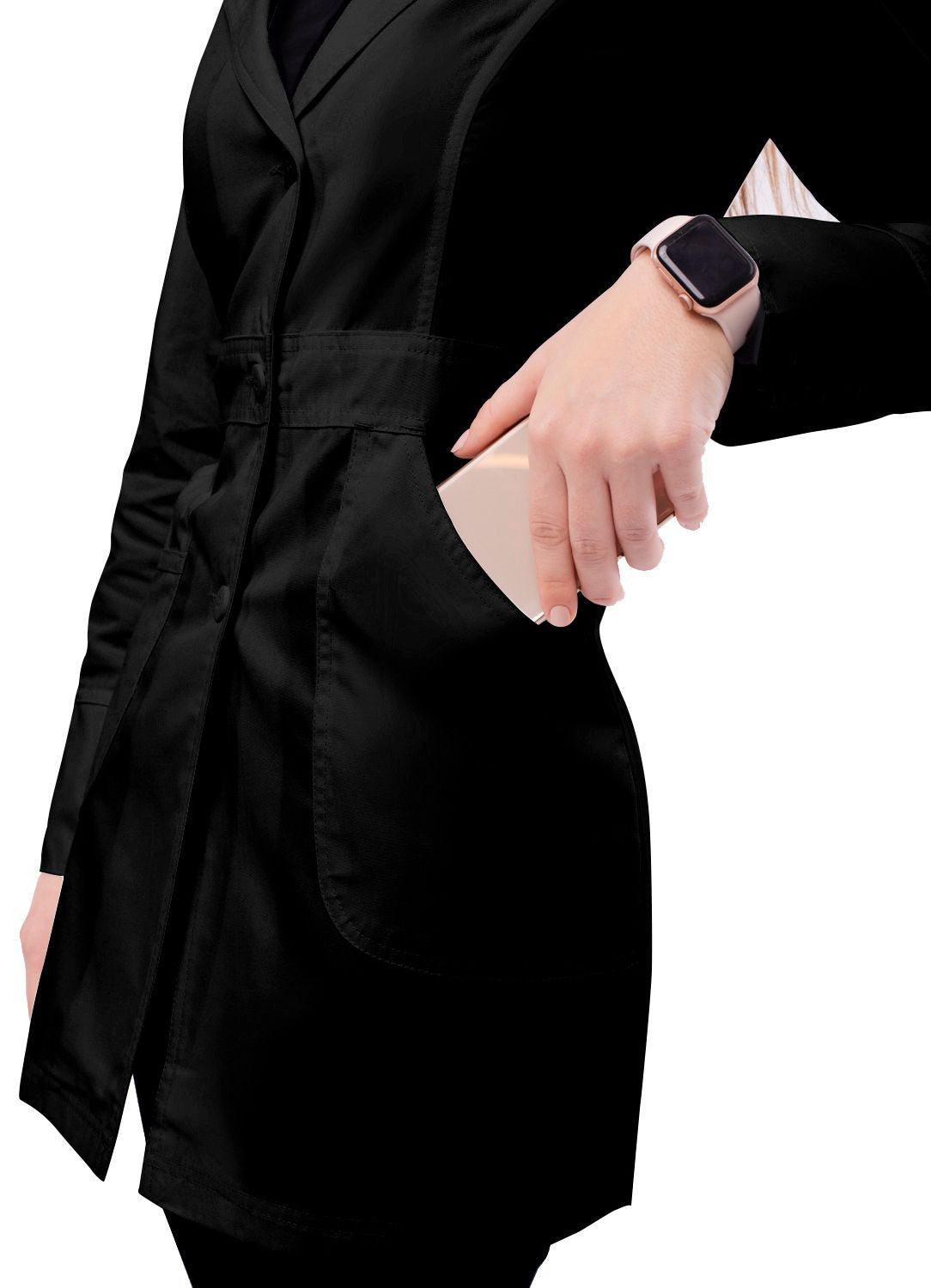 Adar Women's 32" Perfection Lab Coat - Black - White