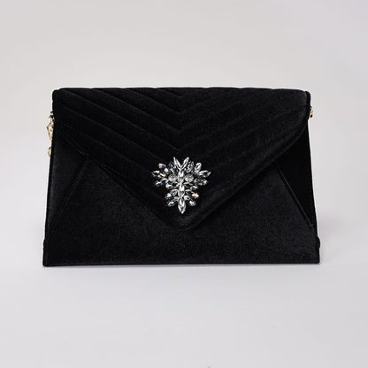 Cracker Barrel Black Velvet Clutch with Bling