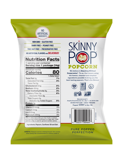 SKINNYPOP and PIRATE'S BOOTY Family Snack Pack Popped Popcorn and Aged White Cheddar Puffs, 0.5 - 0.8 oz Bags (20 Count)