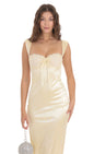Lucy In The Sky Satin Maxi Dress in Cream