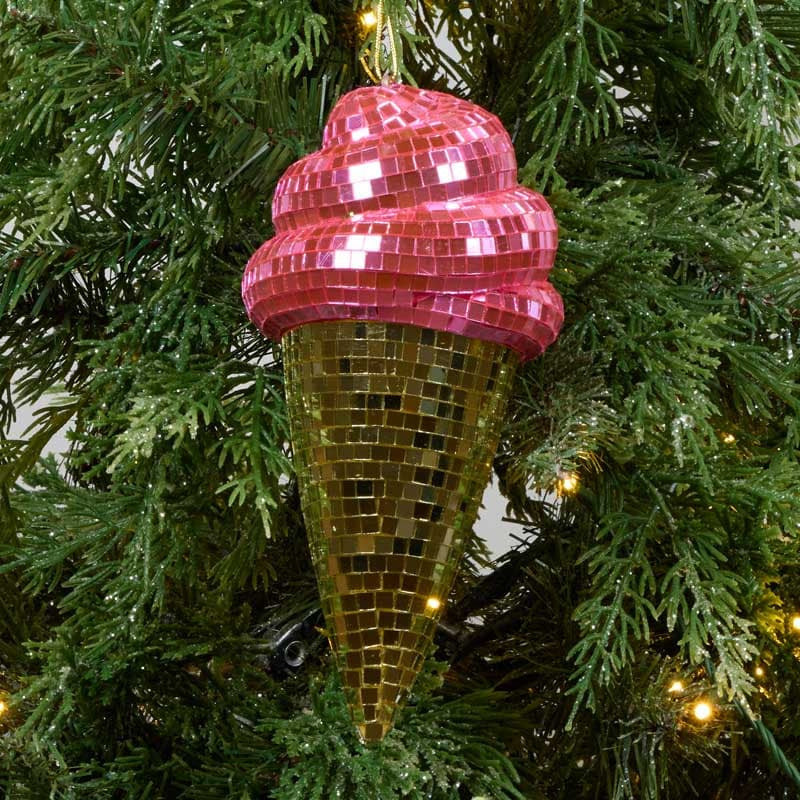 Cracker Barrel Disco Ice Cream Cone Ornament