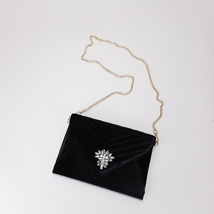 Cracker Barrel Black Velvet Clutch with Bling