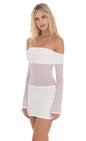 Lucy In The Sky Rhinestone Mesh Off Shoulder Dress in White