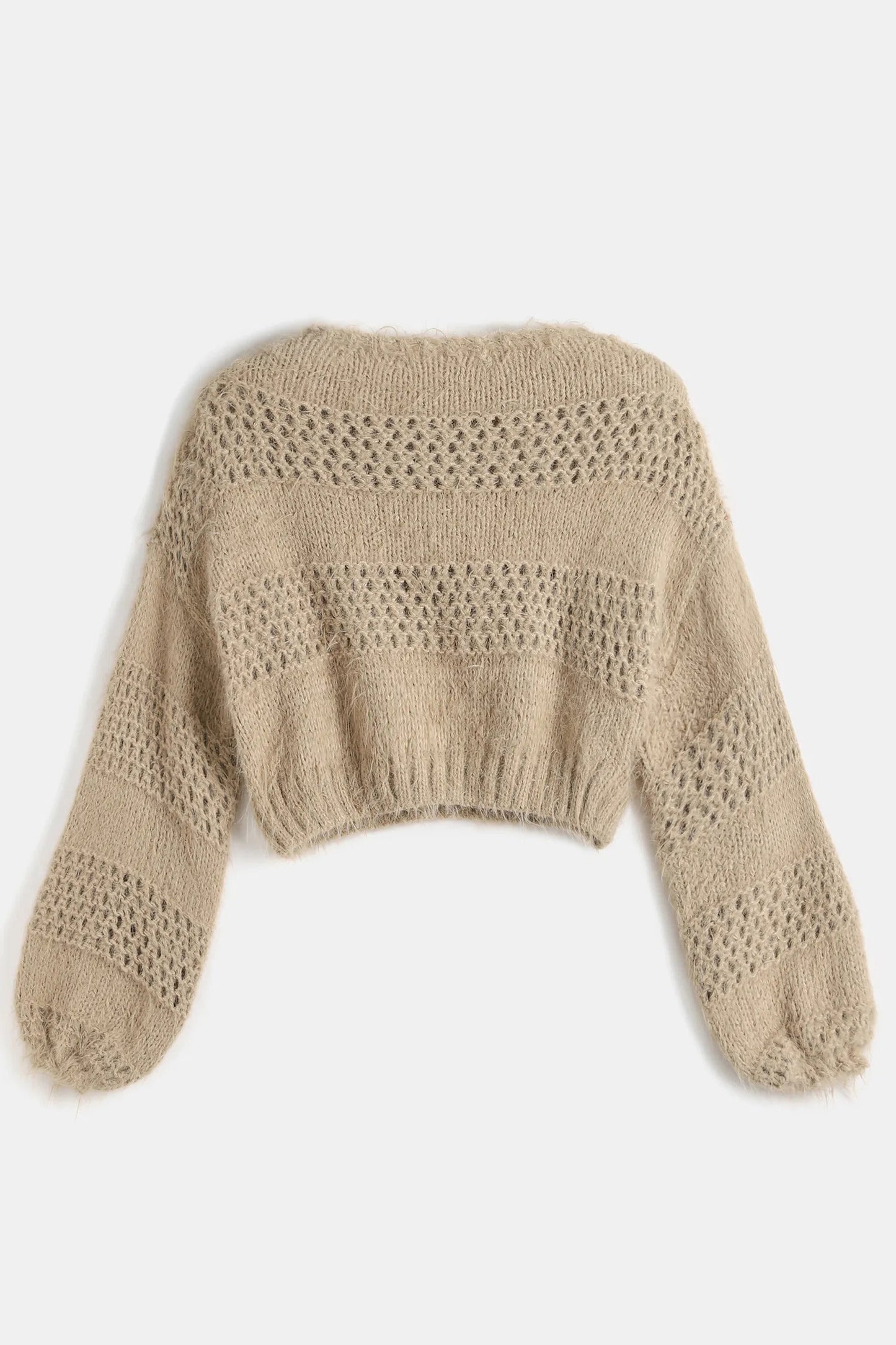 Cupshe x JoJo Camel Fuzzy Cutout Knit Sweater