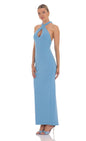 Lucy In The Sky Ribbed Keyhole Maxi Dress in Blue