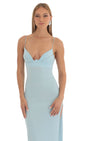 Lucy In The Sky Crepe Rhinestone Corset Maxi Dress in Blue