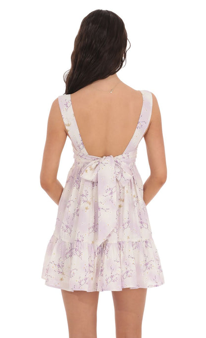 Lucy In The Sky Floral and Bird Babydoll Dress in White