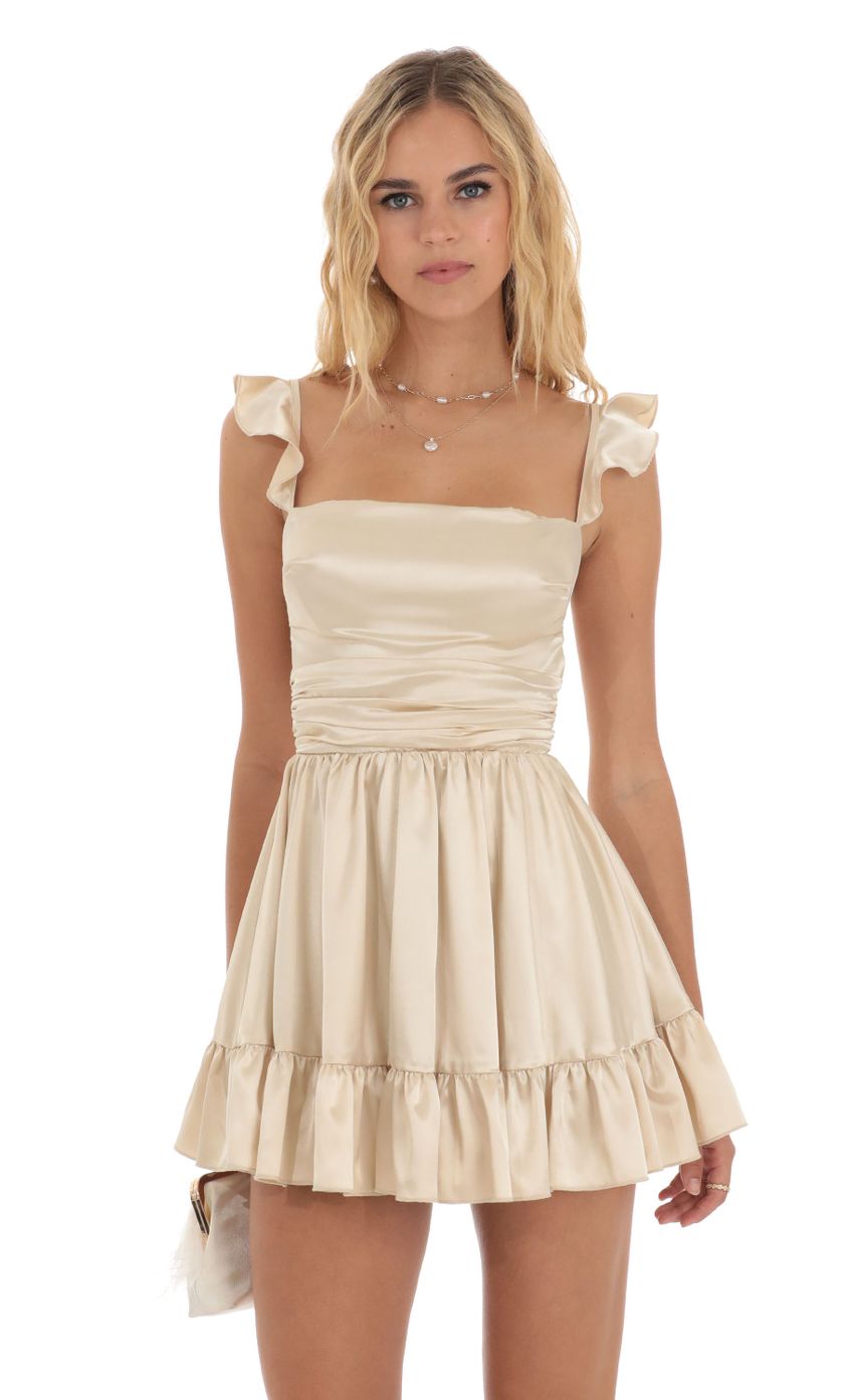 Lucy In The Sky Fit and Flare Dress in Champagne