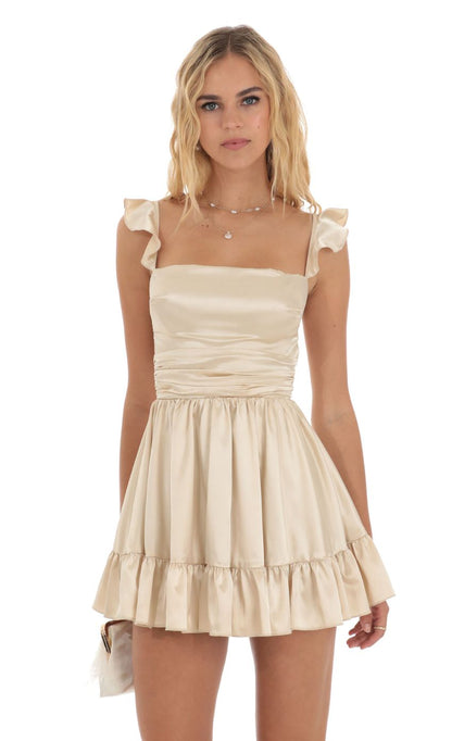 Lucy In The Sky Fit and Flare Dress in Champagne