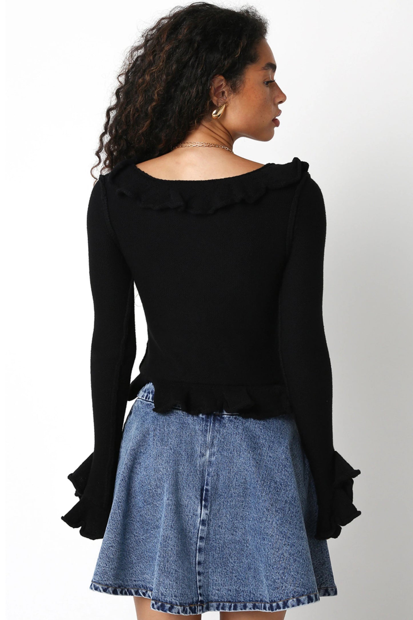 Ruby & Jenna Women's Ruffled Cardigan