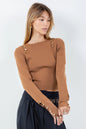 Ruby & Jenna Women's Abstract Button Detailed Knitdown Sweater