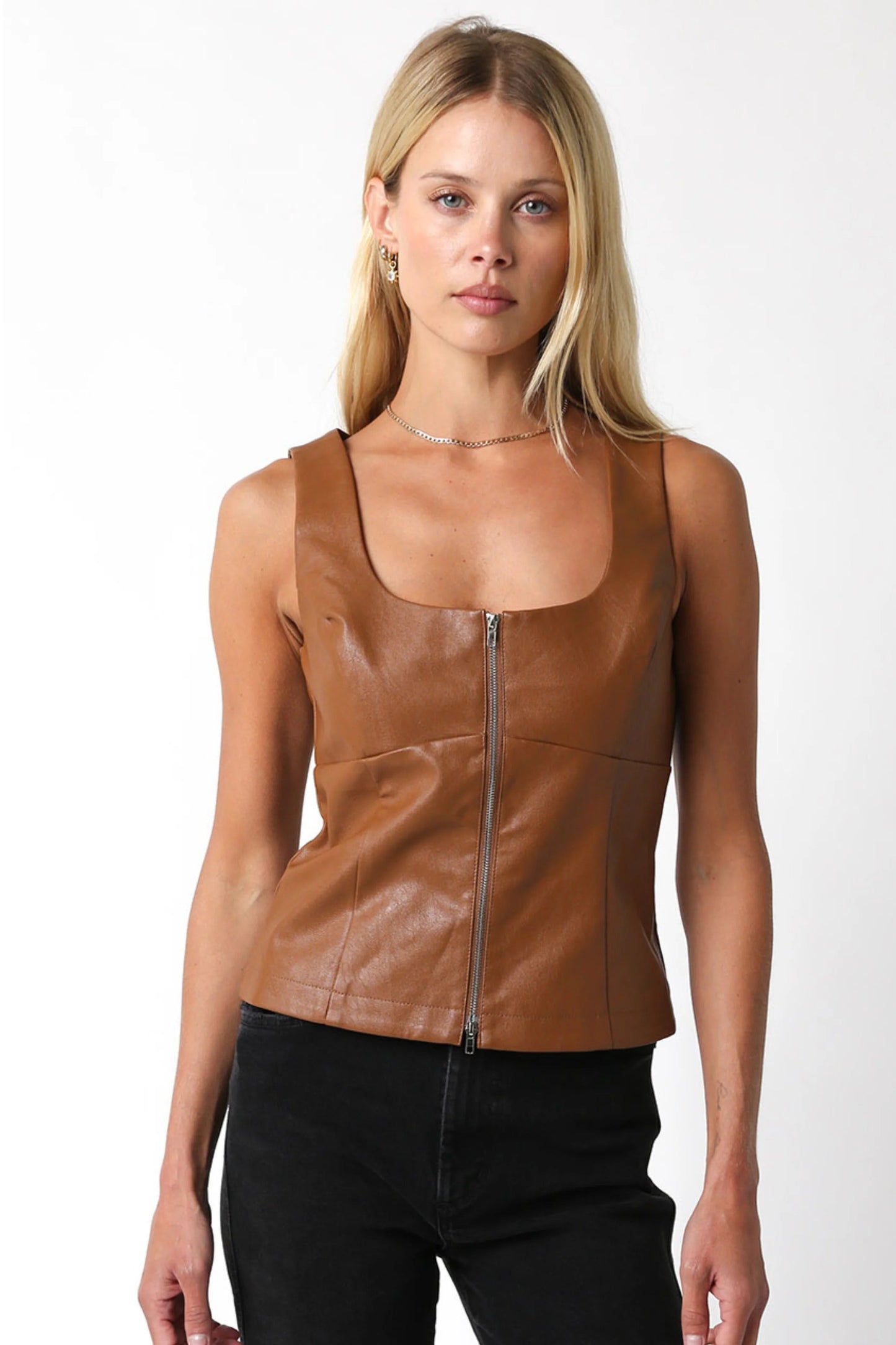 Ruby & Jenna Women's Zip Front Vest Top